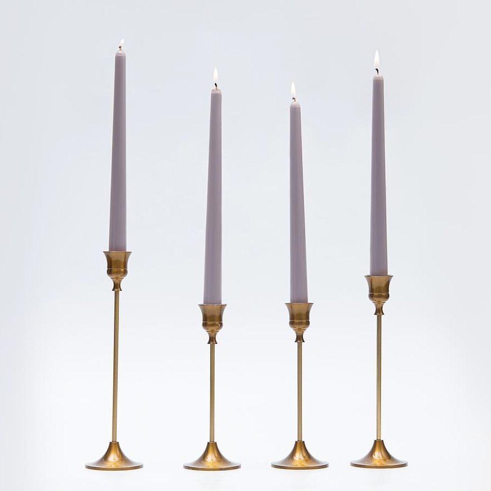 Silk Grey Straight Dinner Candle Set, 26 cm