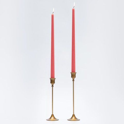 Coral Rose Dinner Candle Set, 35 cm
