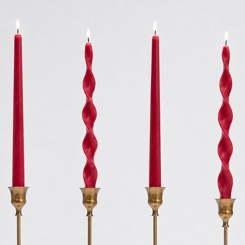Ruby Red Table Candle Set, 26 cm