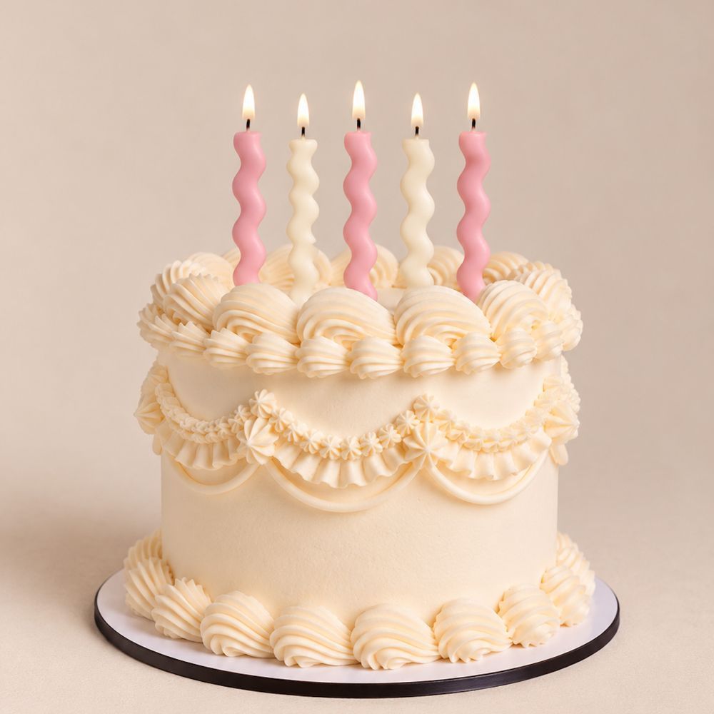 Wave Berry Cream Cake Candles, Set of 11
